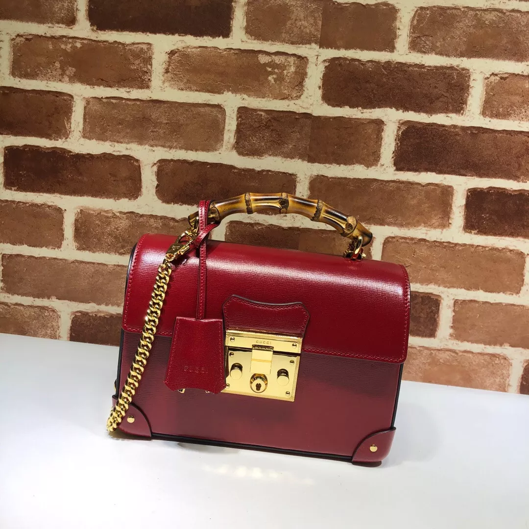 GUCCI Padlock GG small bamboo shoulder bag 0120